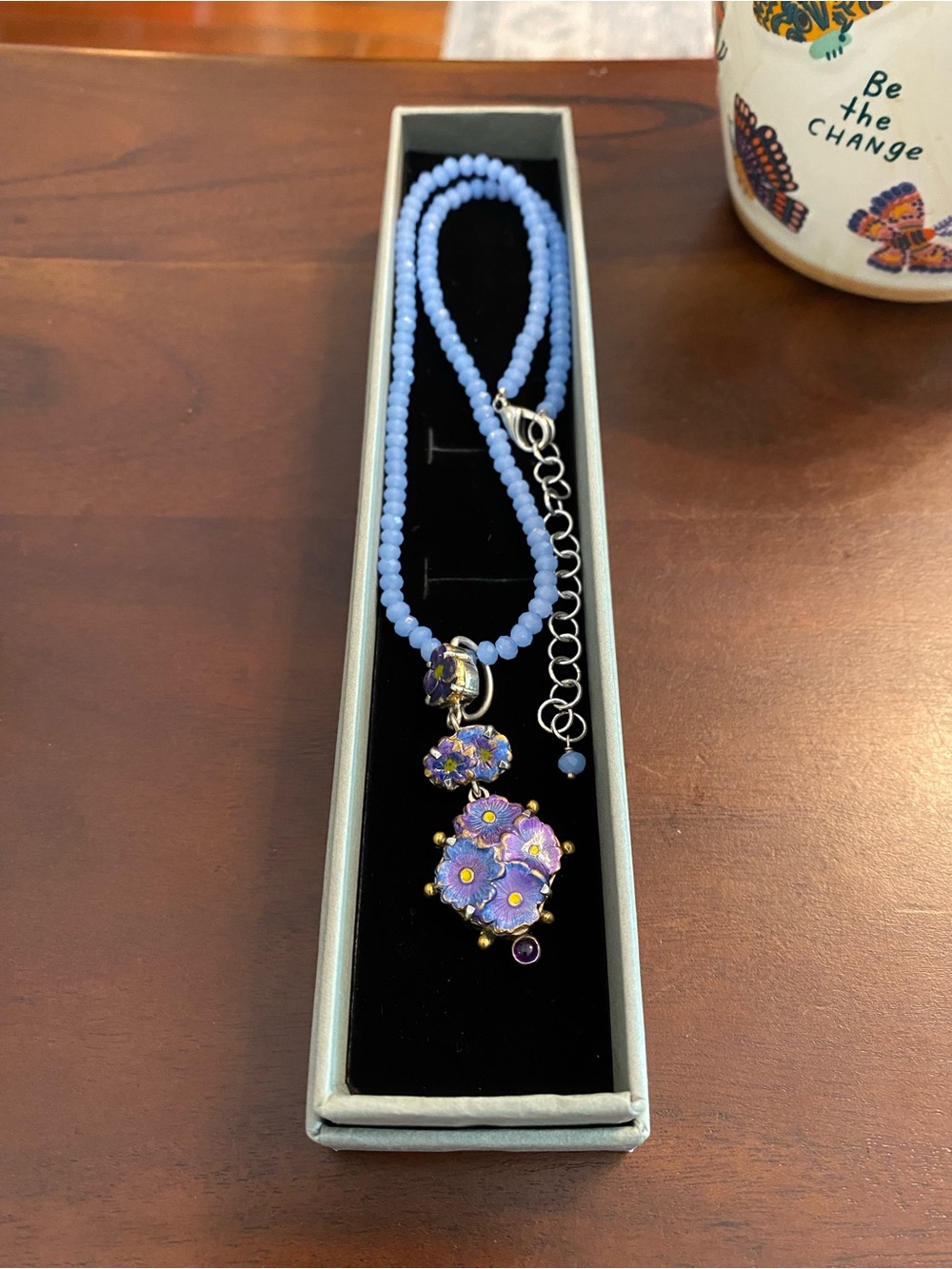 Amy Kahn Lavender crystal Beads with Purple enamel and amethyst